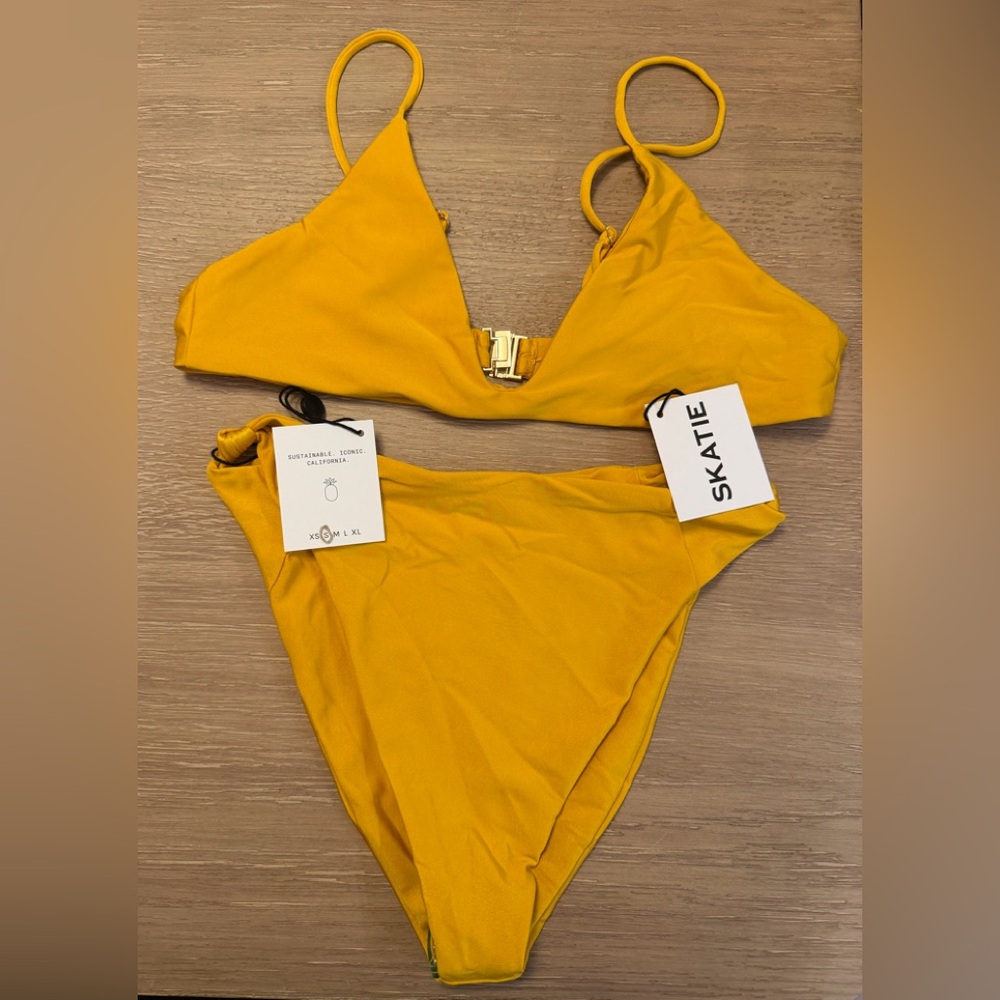 Skatie - Gold Two-Piece Bikini Set - Top medium, Bottom Small NWT